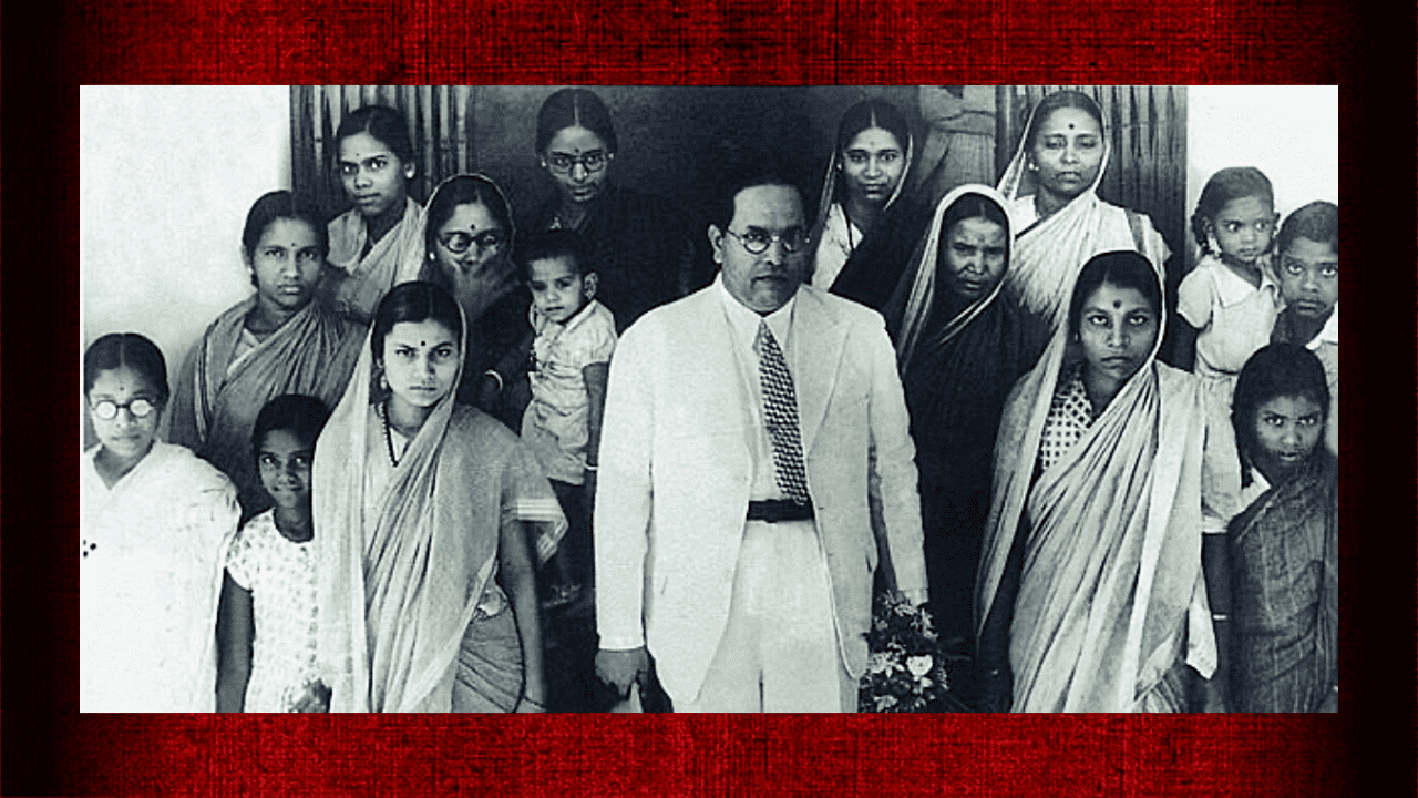 Dr B.R. Ambedkar with the women candidates of the Scheduled Castes Federation in 1942