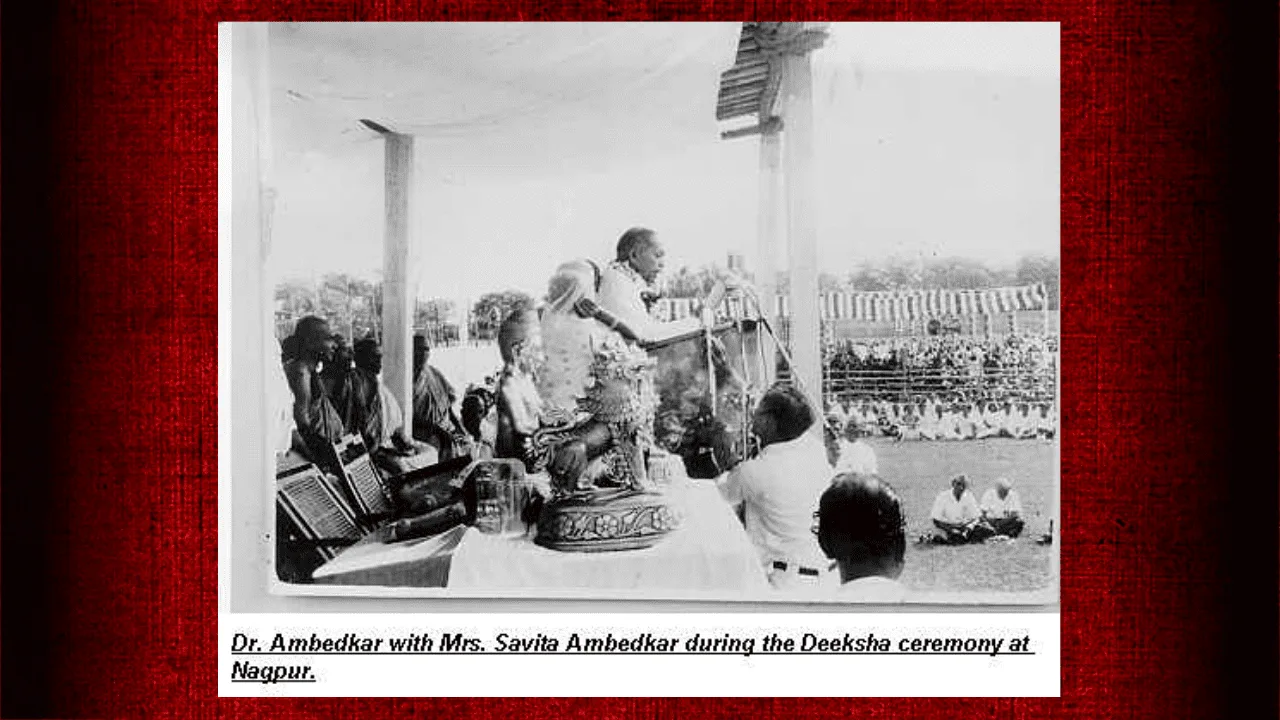 Dr ambedkar with Mrs. Savita Ambedkar during the deeksha ceremony at Nagpur.